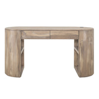 Eray Writing Desk, 2 Drawers, USB Port, Brown Teak, Mango Wood, 60 In -BM334310