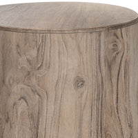 Eray Side End Table, Drum Shape Light Brown Teak, Mango Wood, 24 Inch -BM334312