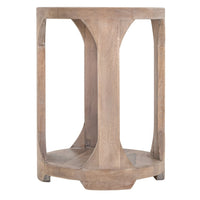 Eray 18 In Round Side Table w Shelf, Light Brown Teak, Mango Wood  -BM334320