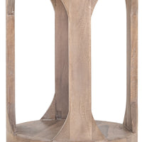 Eray 18 In Round Side Table w Shelf, Light Brown Teak, Mango Wood  -BM334320