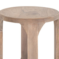 Eray 18 In Round Side Table w Shelf, Light Brown Teak, Mango Wood  -BM334320