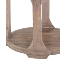 Eray Side End Table, Bottom Shelf 26 Inch Round Open Frame, Brown Teak -BM334321