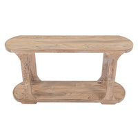 Eray 59 Inch Sofa Console Table w Shelf, Oblong Frame, Brown Teak Wood -BM334322