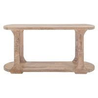 Eray 59 Inch Sofa Console Table w Shelf, Oblong Frame, Brown Teak Wood -BM334322