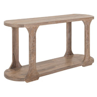 Eray 59 Inch Sofa Console Table w Shelf, Oblong Frame, Brown Teak Wood -BM334322