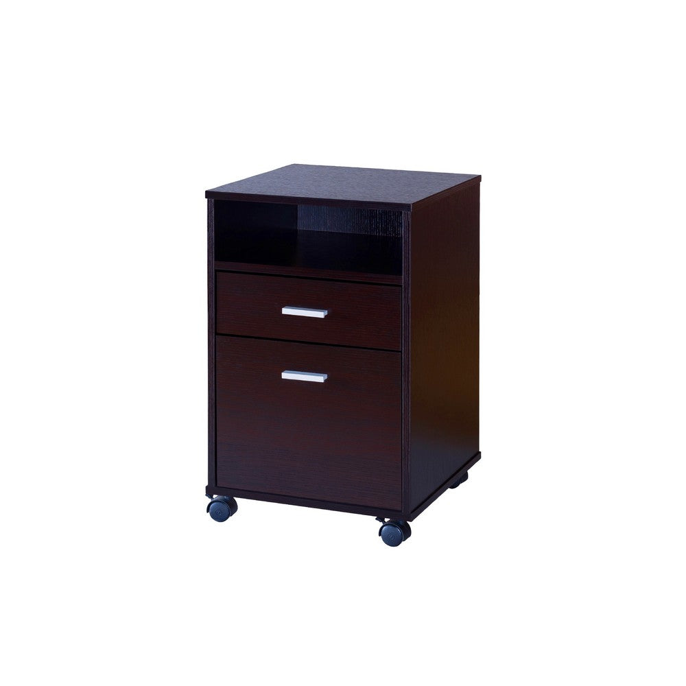 Desk w File Cabinet, 2 Storage Drawers, 47 Inch Red Cocoa Brown -BM334351