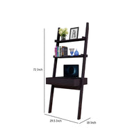 Tall Desk with Ladder Shelves, 1 Drawer 2 Shelves, 72 Inch, Brown Wood -BM334355