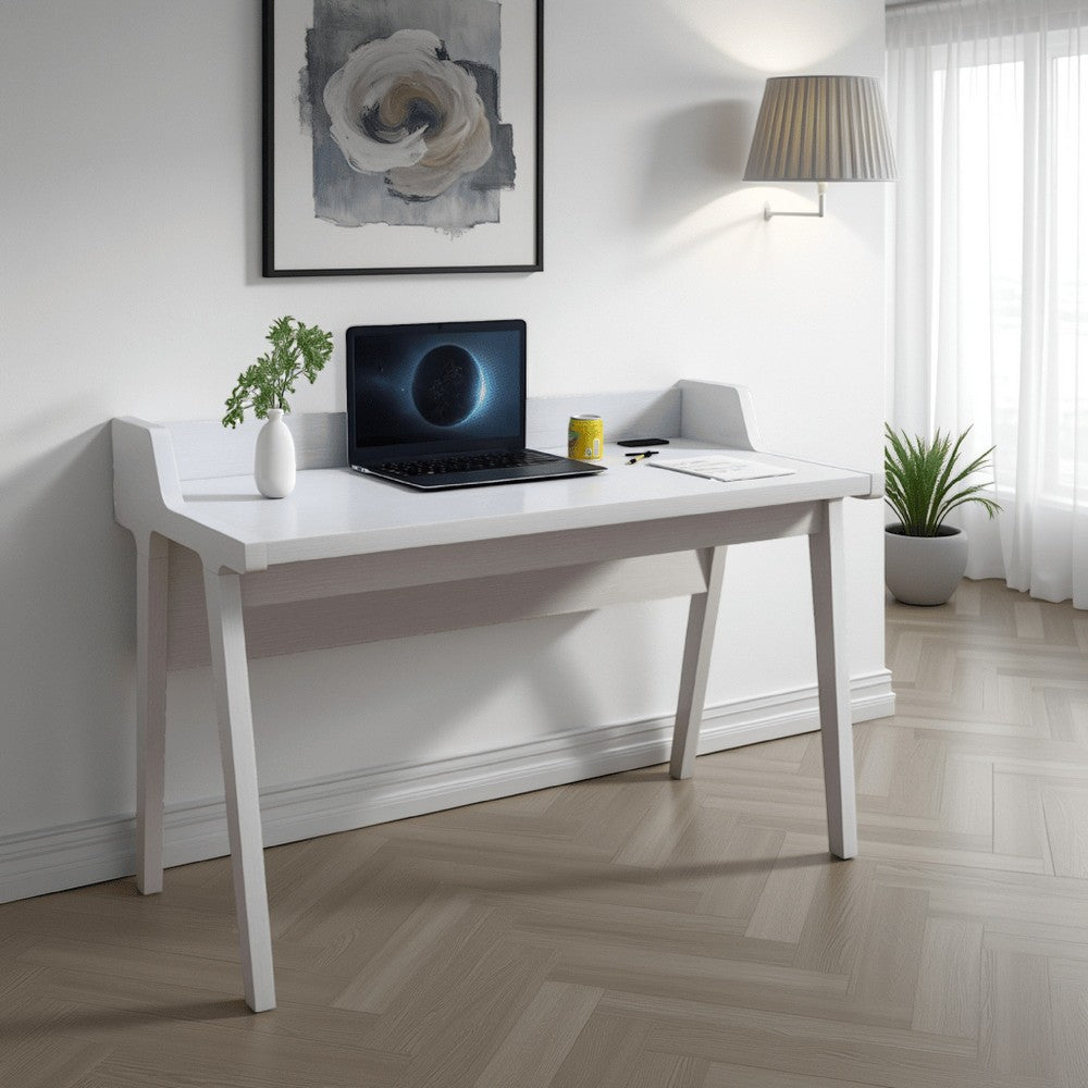 Writing Desk, Wrap Around Tabletop, 50 Inch, Modern White Finish -BM334357