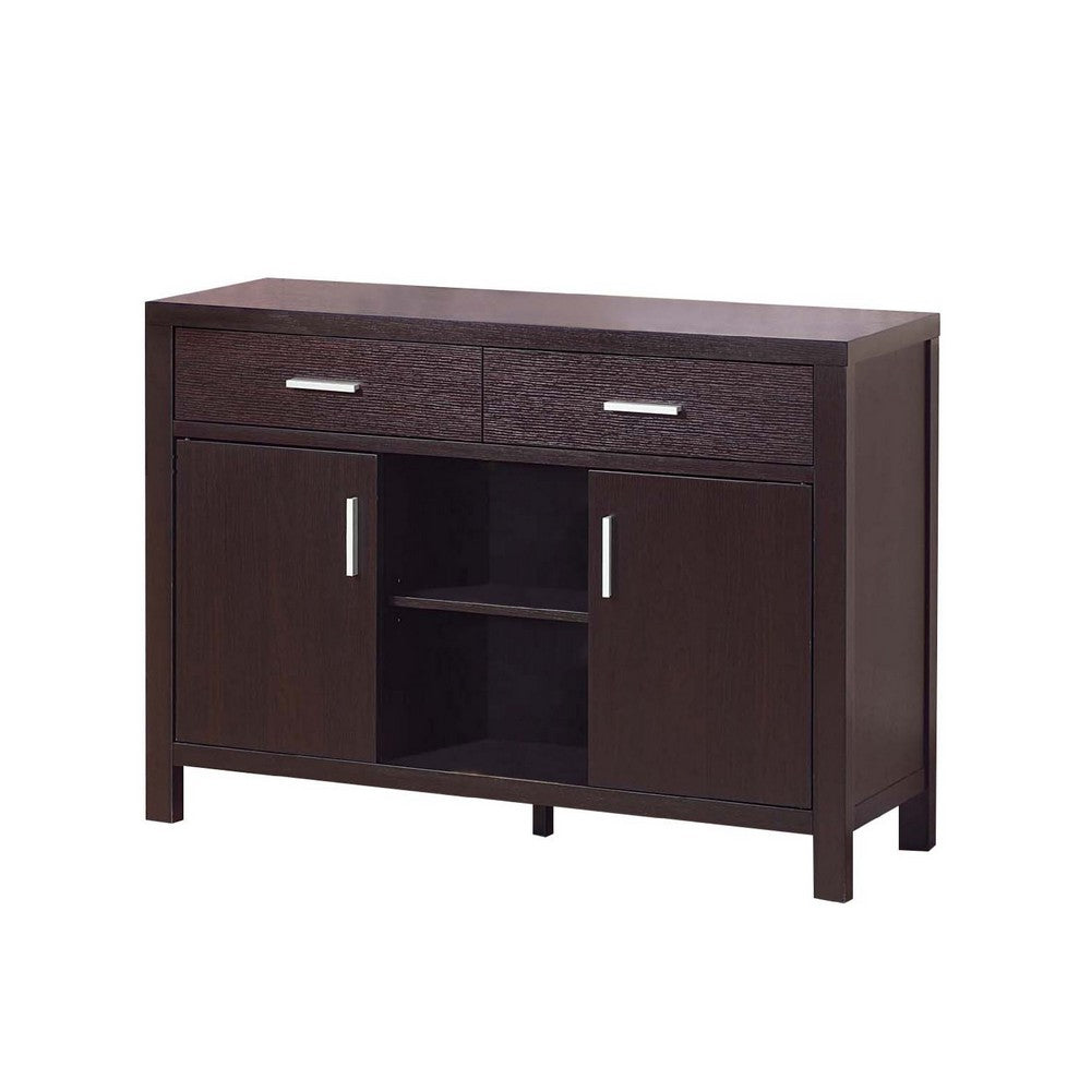 Storage Buffet Console, 2 Drawers 2 Cabinets, 47 Inch Red Cocoa Brown -BM334362