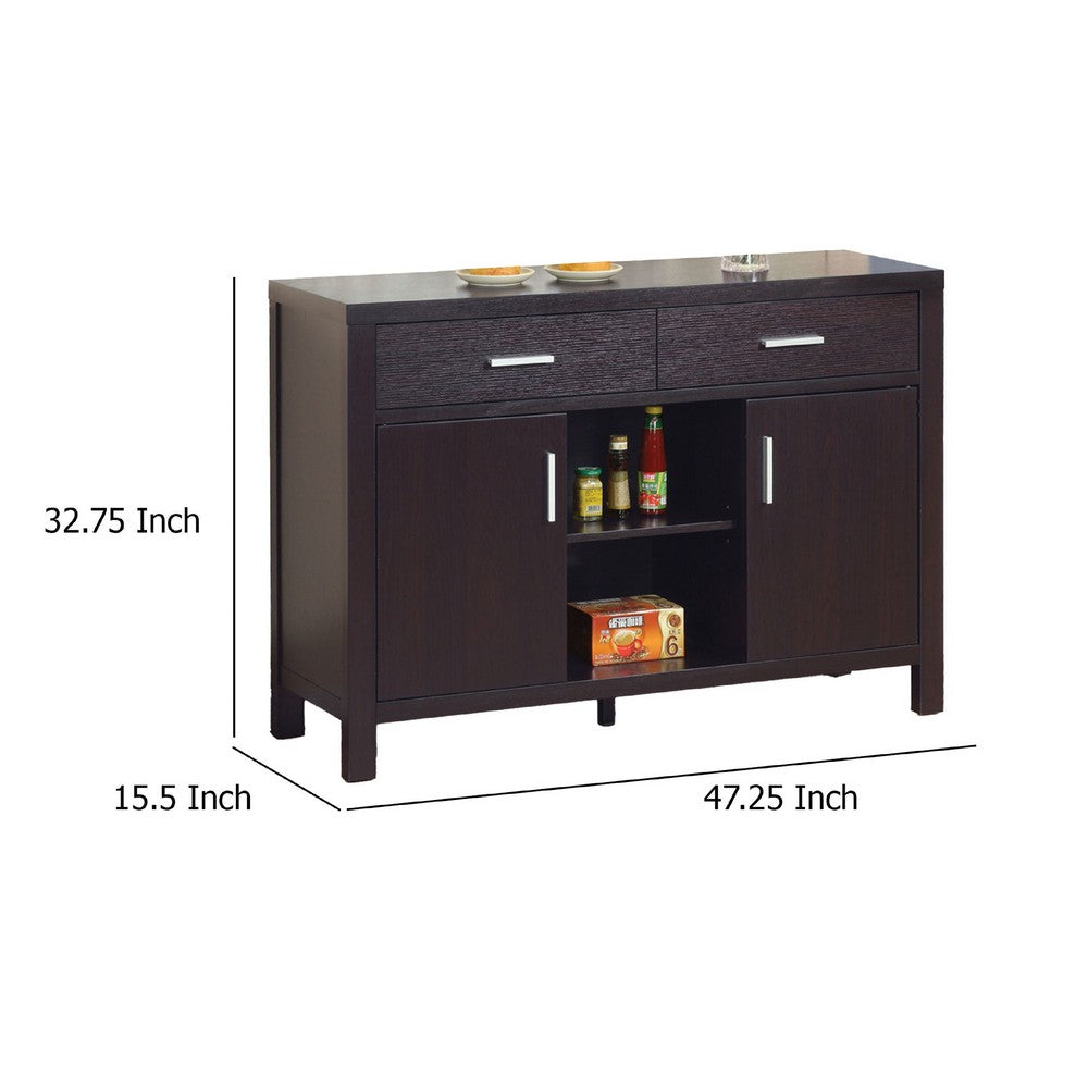 Storage Buffet Console, 2 Drawers 2 Cabinets, 47 Inch Red Cocoa Brown -BM334362