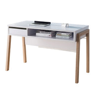 Writing Desk, 1 Drawer and Open Shelf, 47 Inch, Modern White and Brown -BM334368
