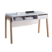 Writing Desk, 1 Drawer and Open Shelf, 47 Inch, Modern White and Brown -BM334368