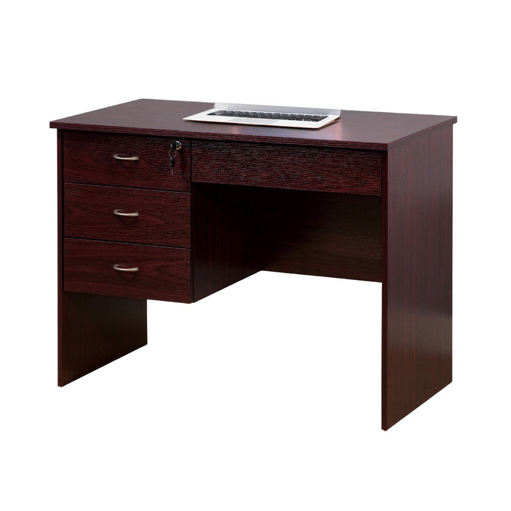 Sial Laptop Desk, 4 Drawers, 40 Inch, Mahogany Brown Composite Board -BM334390