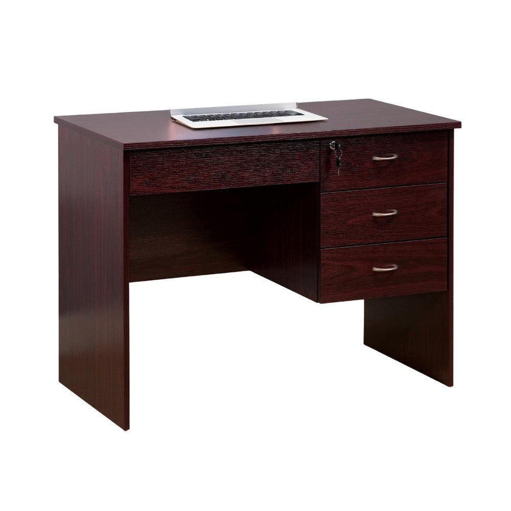 Sial Laptop Desk, 4 Drawers, 40 Inch, Mahogany Brown Composite Board -BM334390