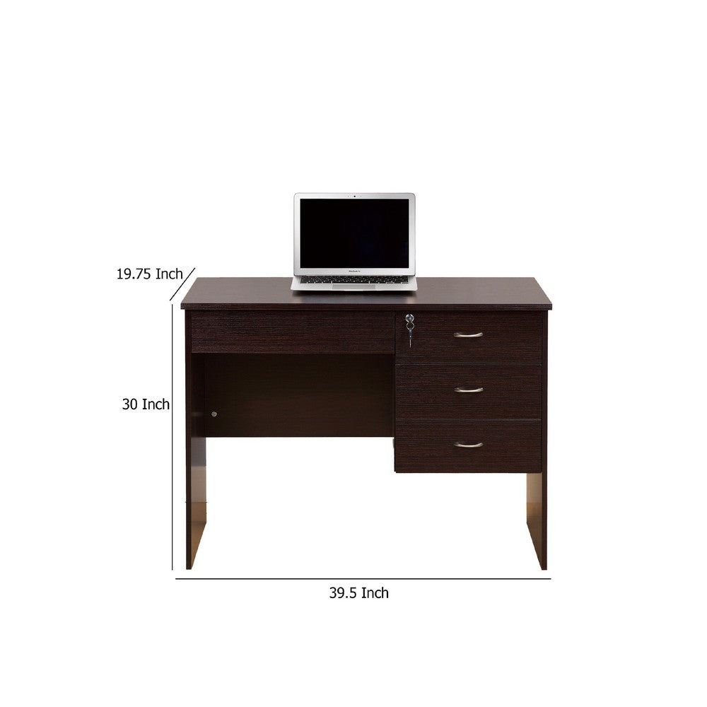 Sial Laptop Desk, 4 Drawers, 40 Inch, Red Cocoa Brown Composite Board -BM334391