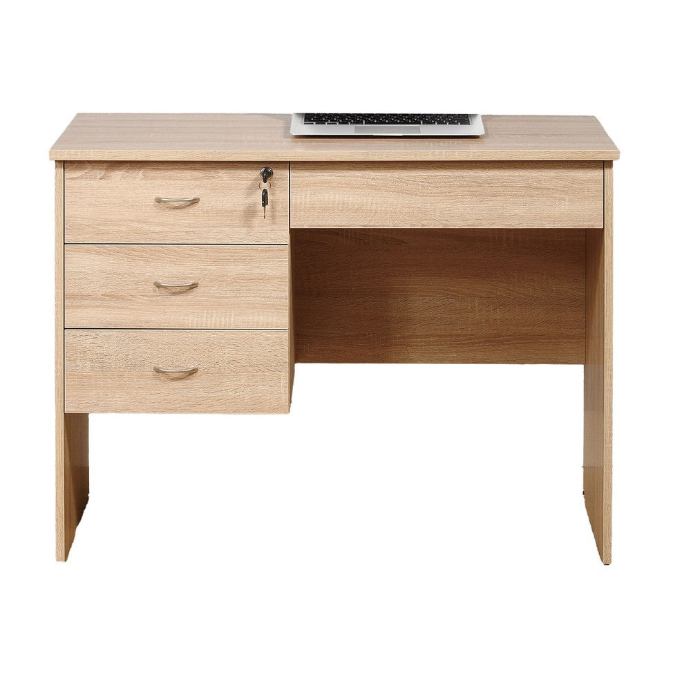 Sial Laptop Desk, 4 Drawers, 40 Inch, Weathered White Brown Wood -BM334392