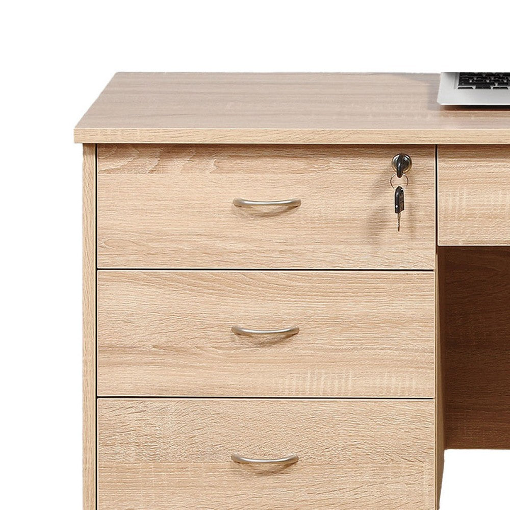 Sial Laptop Desk, 4 Drawers, 40 Inch, Weathered White Brown Wood -BM334392