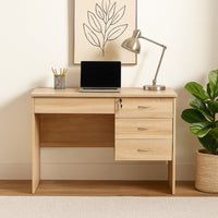 Sial Laptop Desk, 4 Drawers, 40 Inch, Weathered White Brown Wood -BM334392