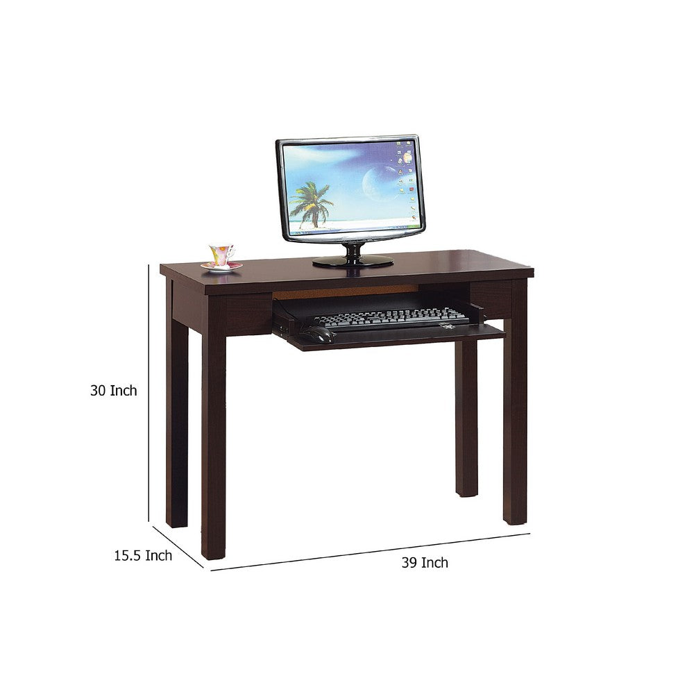 Computer Desk, Flip-Down Keyboard Drawer, 39 Inch, Red Cocoa Brown -BM334394