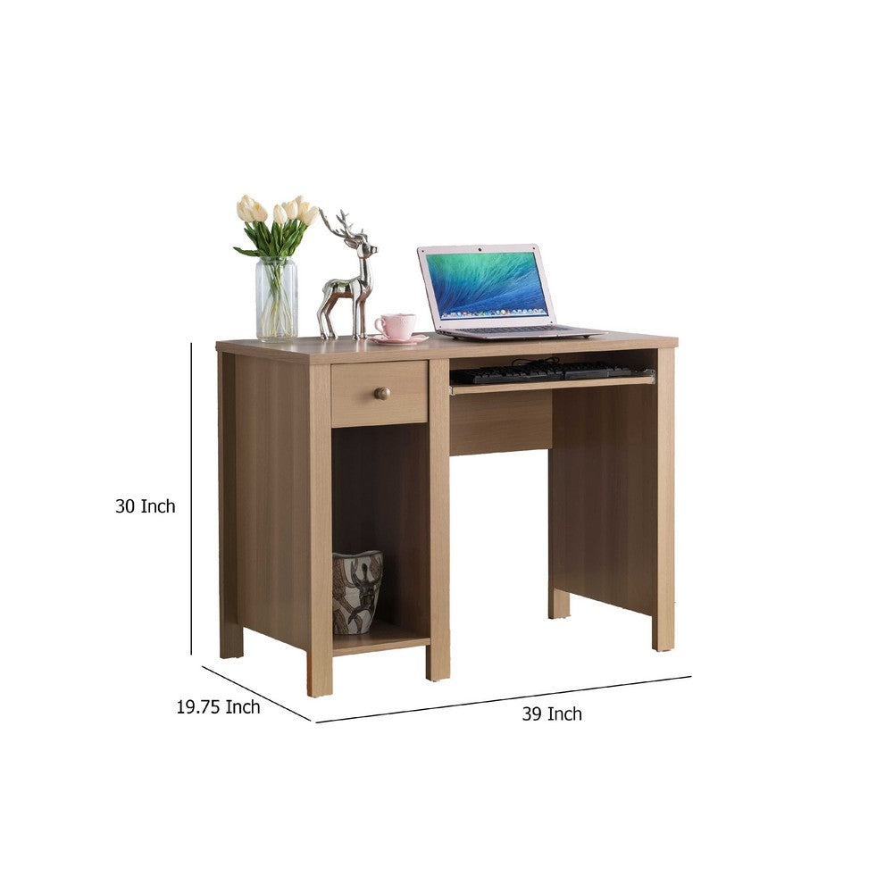 Akol Computer Desk, Keyboard Drawer and Storage, 39 Inch, Dark Taupe -BM334400