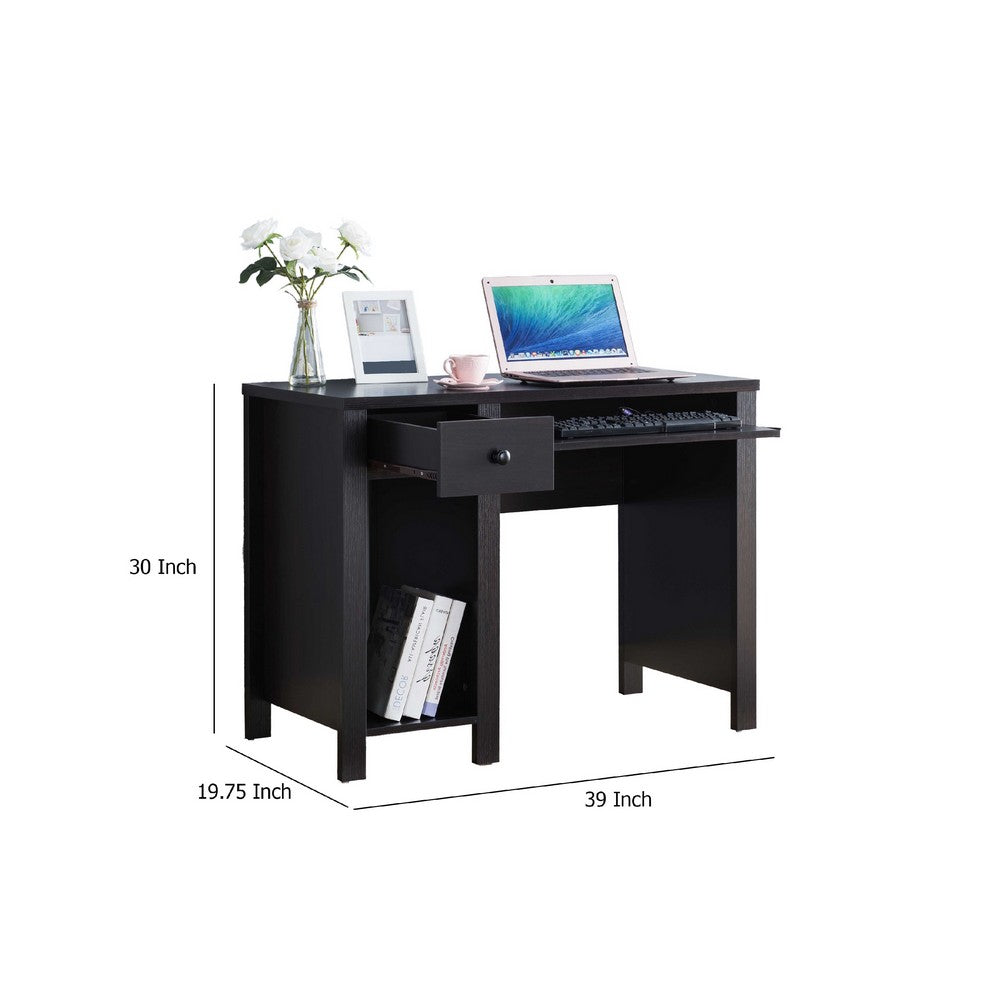 Akol Computer Desk, Keyboard Drawer and Storage, 39 Inch, Black -BM334401