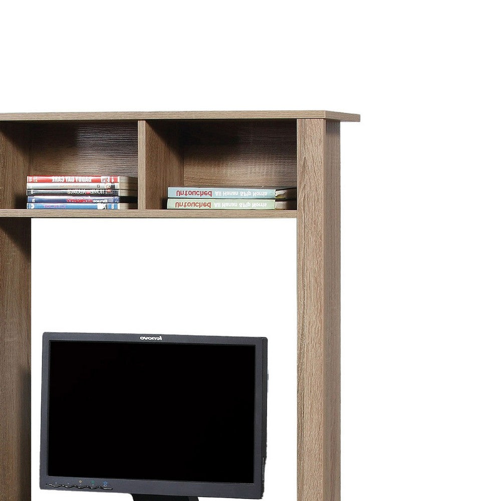 Akol Computer Desk with Hutch, Keyboard Drawer,  63 Inch, Dark Taupe -BM334402