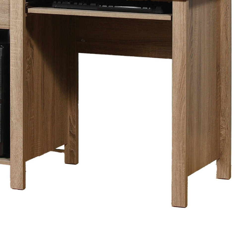 Akol Computer Desk with Hutch, Keyboard Drawer,  63 Inch, Dark Taupe -BM334402