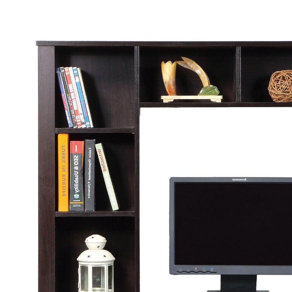 Akol Computer Desk with Hutch, Keyboard Drawer Storage, 63 Inch, Black -BM334403