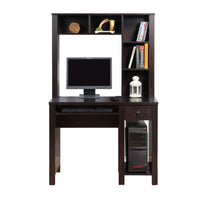 Akol Computer Desk with Hutch, Keyboard Drawer Storage, 63 Inch, Black -BM334403