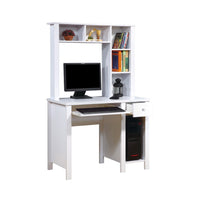 Akol Computer Desk with Hutch, Keyboard Drawer Storage, 63 Inch White -BM334404