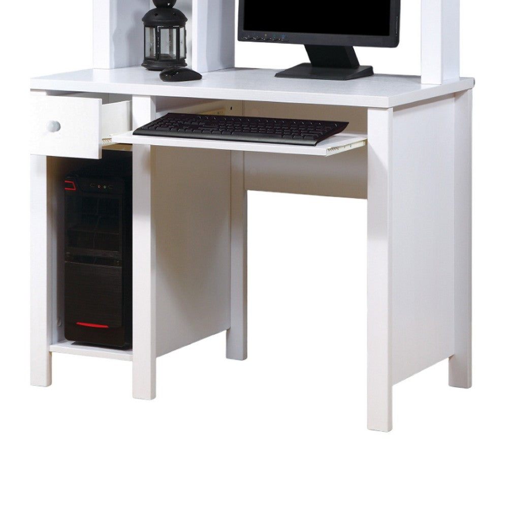 Akol Computer Desk with Hutch, Keyboard Drawer Storage, 63 Inch White -BM334404