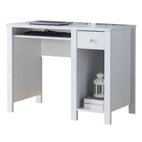 Akol Computer Desk, Keyboard Drawer and Storage, 39 Inch, Modern White -BM334405