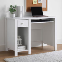 Akol Computer Desk, Keyboard Drawer and Storage, 39 Inch, Modern White -BM334405