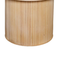 Tyl Side End Table, 22 Inch, Round Top, Cylindrical Bamboo Base, Brown -BM334561