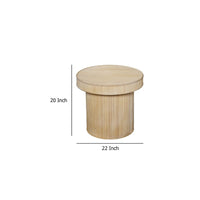 Tyl Side End Table, 22 Inch, Round Top, Cylindrical Bamboo Base, Brown -BM334561