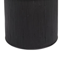 Tyl Side End Table, 22 Inch, Round Top, Cylindrical Bamboo Base, Black -BM334562
