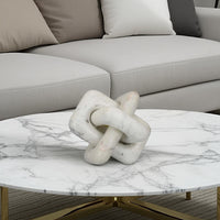 Goi Decorative Knot Statuette, Modern Geometric White Marble 8 Inch -BM334791