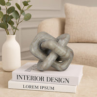 Goi Decorative Knot Statuette, Modern Geometric Beige Marble 8 Inch -BM334792
