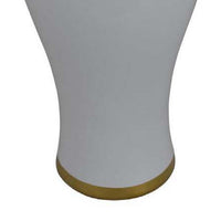 Risy Covered Jar, 24 Inch, Gold Finial, White Curved Ceramic Base -BM334809