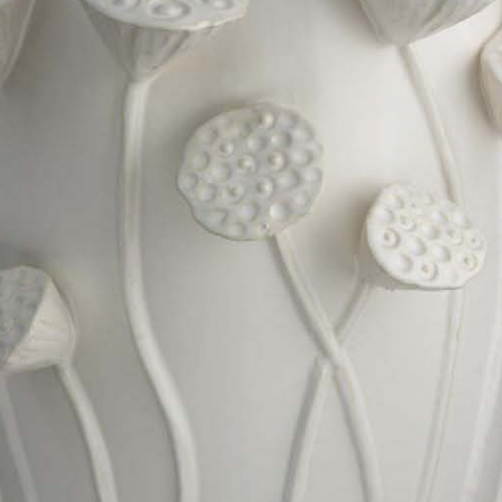 Ro Decorative Vase, Textured Lotus Accents, White Ceramic 16 Inch -BM334861