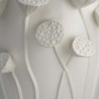 Ro Decorative Vase, Textured Lotus Accents, White Ceramic 16 Inch -BM334861