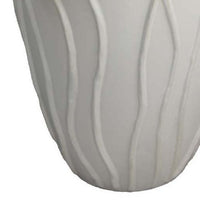 Ro Decorative Vase, Textured Lotus Accents, White Ceramic 16 Inch -BM334861