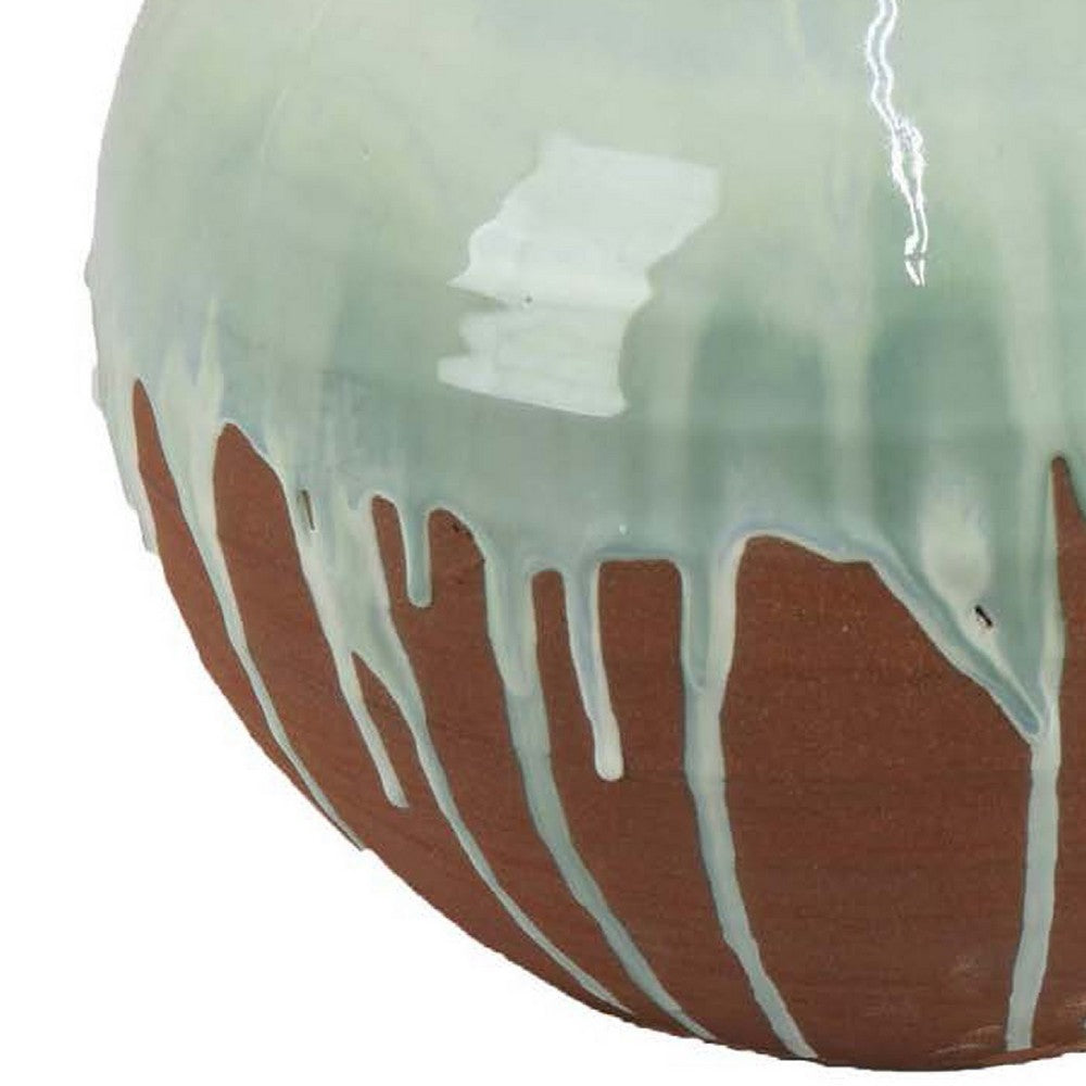 Hino Decorative Vase, 13 Inch Dripping Paint Texture, Brown Ceramic -BM334905