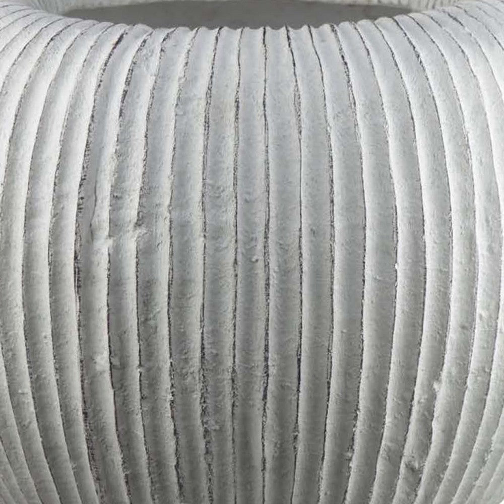 Nios Decorative Vase, Short and Wide, 17 Inch Weathered White Resin -BM334929