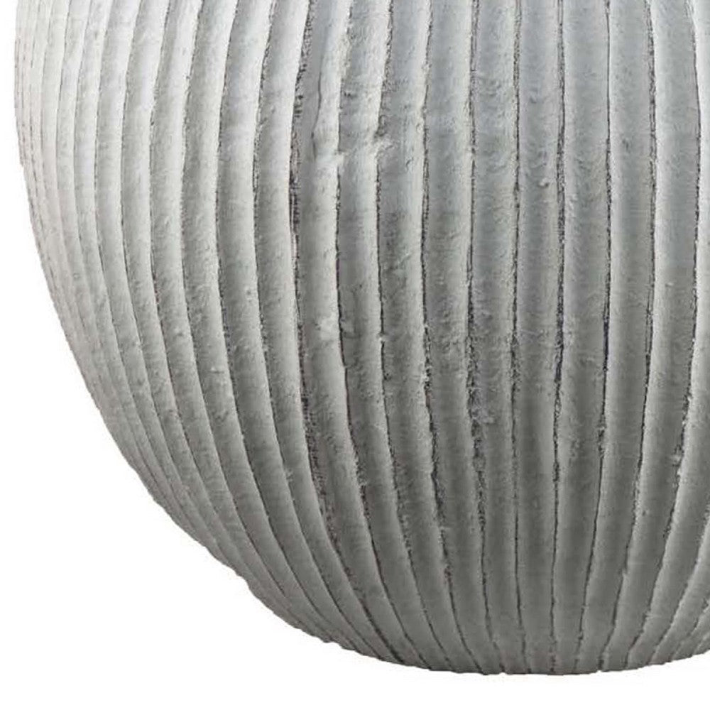 Nios Decorative Vase, Short and Wide, 17 Inch Weathered White Resin -BM334929