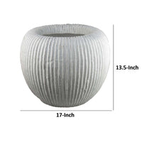Nios Decorative Vase, Short and Wide, 17 Inch Weathered White Resin -BM334929