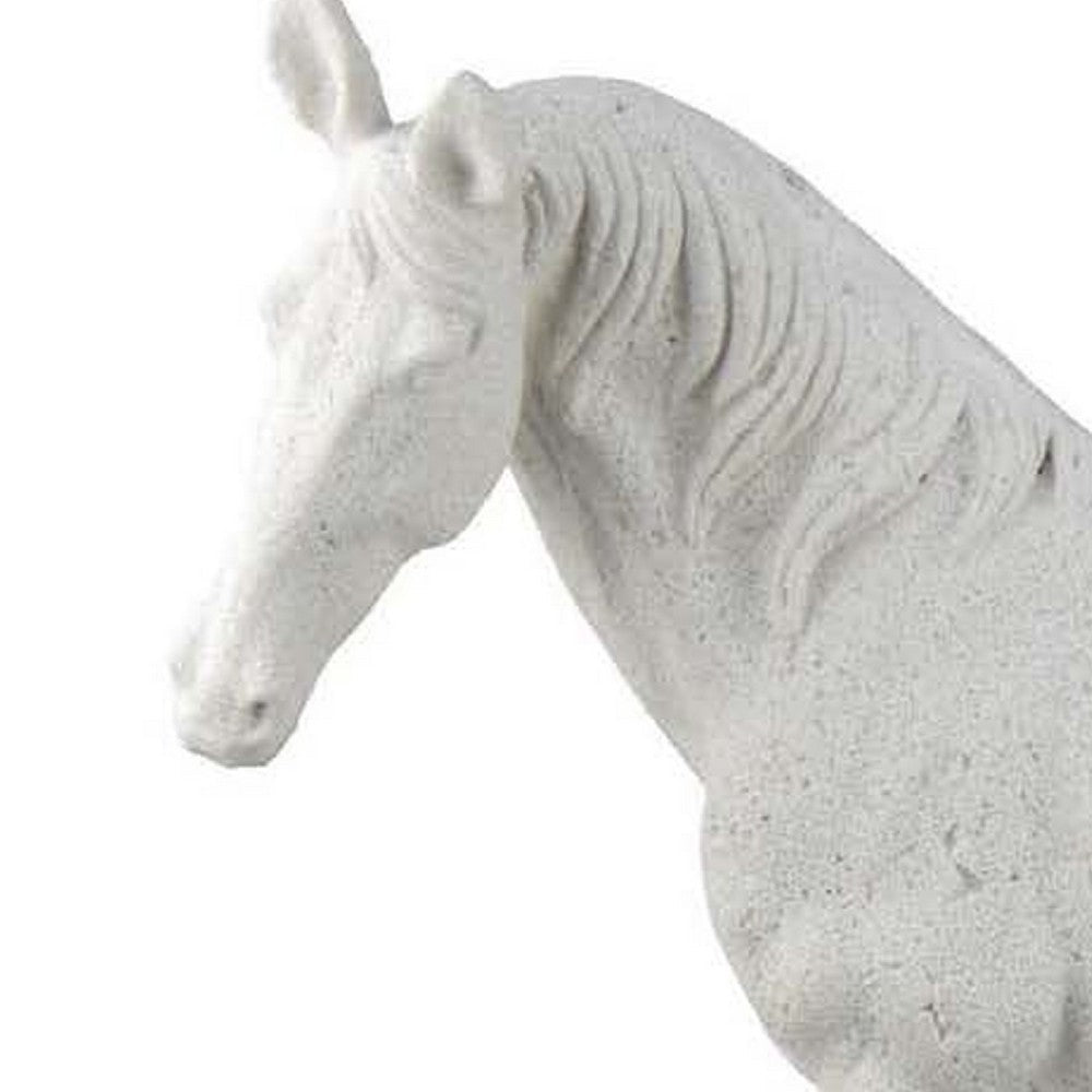 Omio Accent Figurine, Realistic Horse Statue, 16 Inch White Resin -BM334939