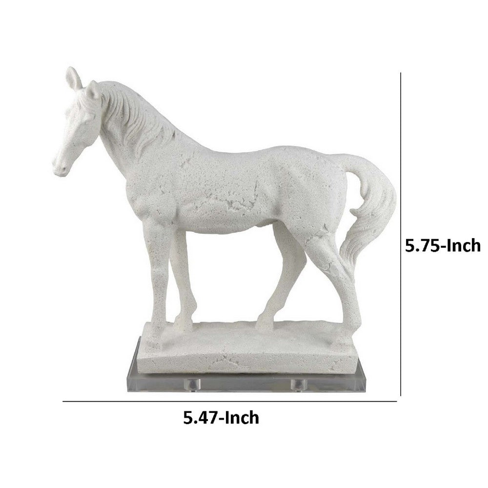 Omio Accent Figurine, Realistic Horse Statue, 16 Inch White Resin -BM334939