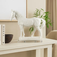 Omio Accent Figurine, Realistic Horse Statue, 16 Inch White Resin -BM334939