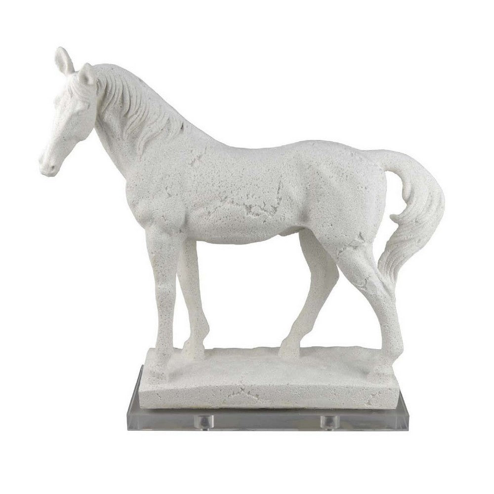 Omio Accent Figurine, Realistic Horse Statue, 16 Inch White Resin -BM334939